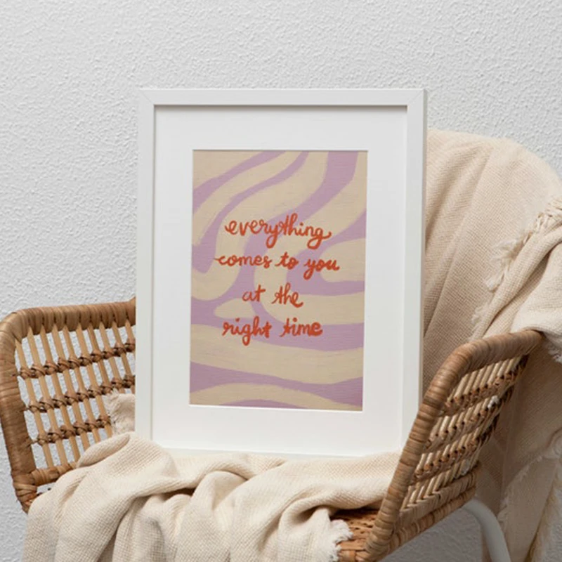 Everything At The Right Time Poster Self Motivational Quotes Colorful Decorative Prints Wall Painting on Canvas Pictures Room
