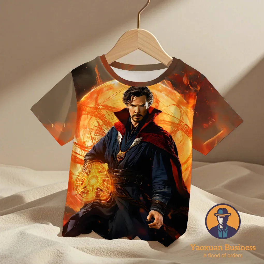 

2025 New Arrival Avengers Doctor Strange Children Boys Girls 3D Printed Short Sleeve Cool Windproof Summer Kids Cartoon T-Shirt