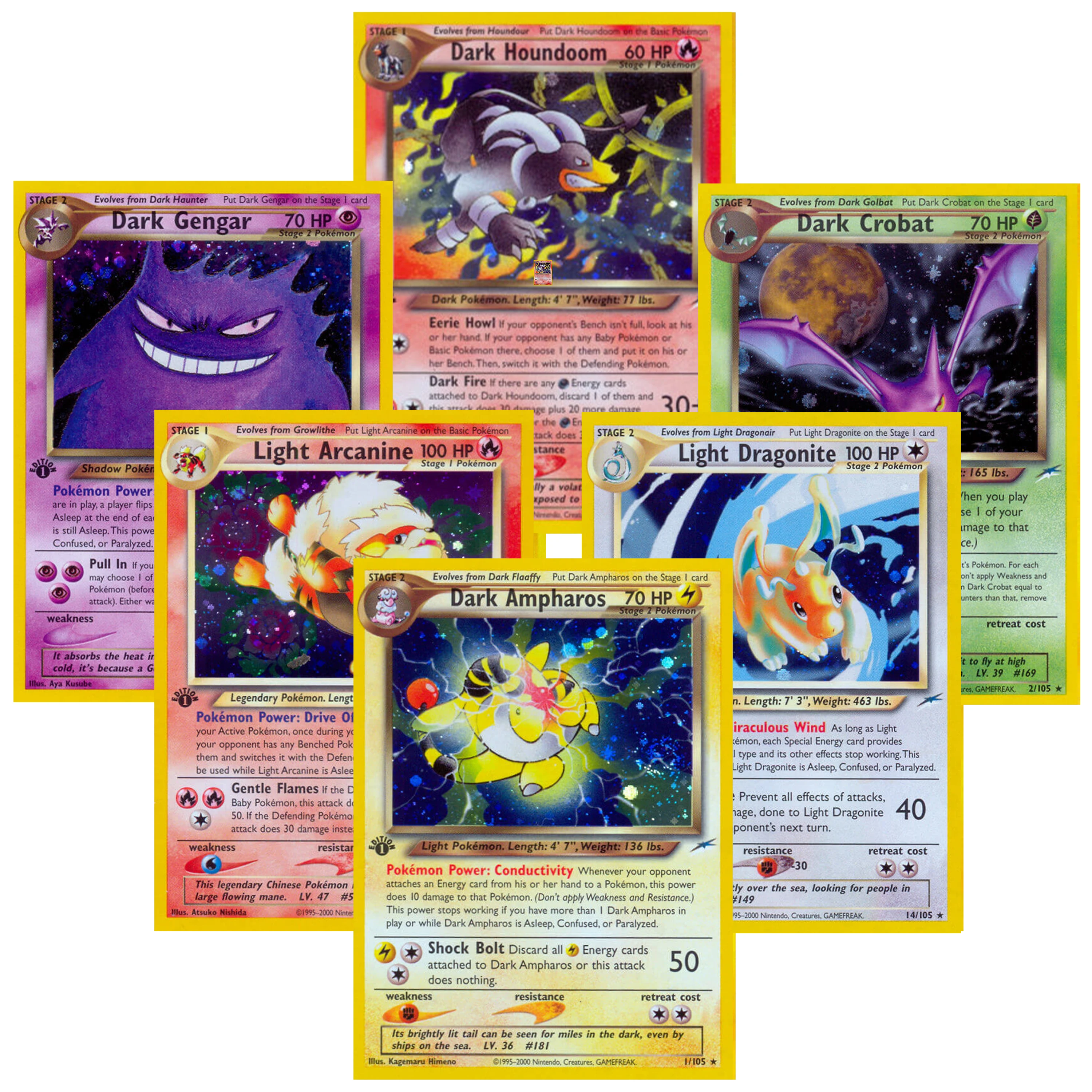 PTCG Neo Destiny 2002 N4 Dark & Light Mons 1st Edition Holo Vintage WOTC Set Proxy Collection Cards Espeon Tyranitar Ampharos
