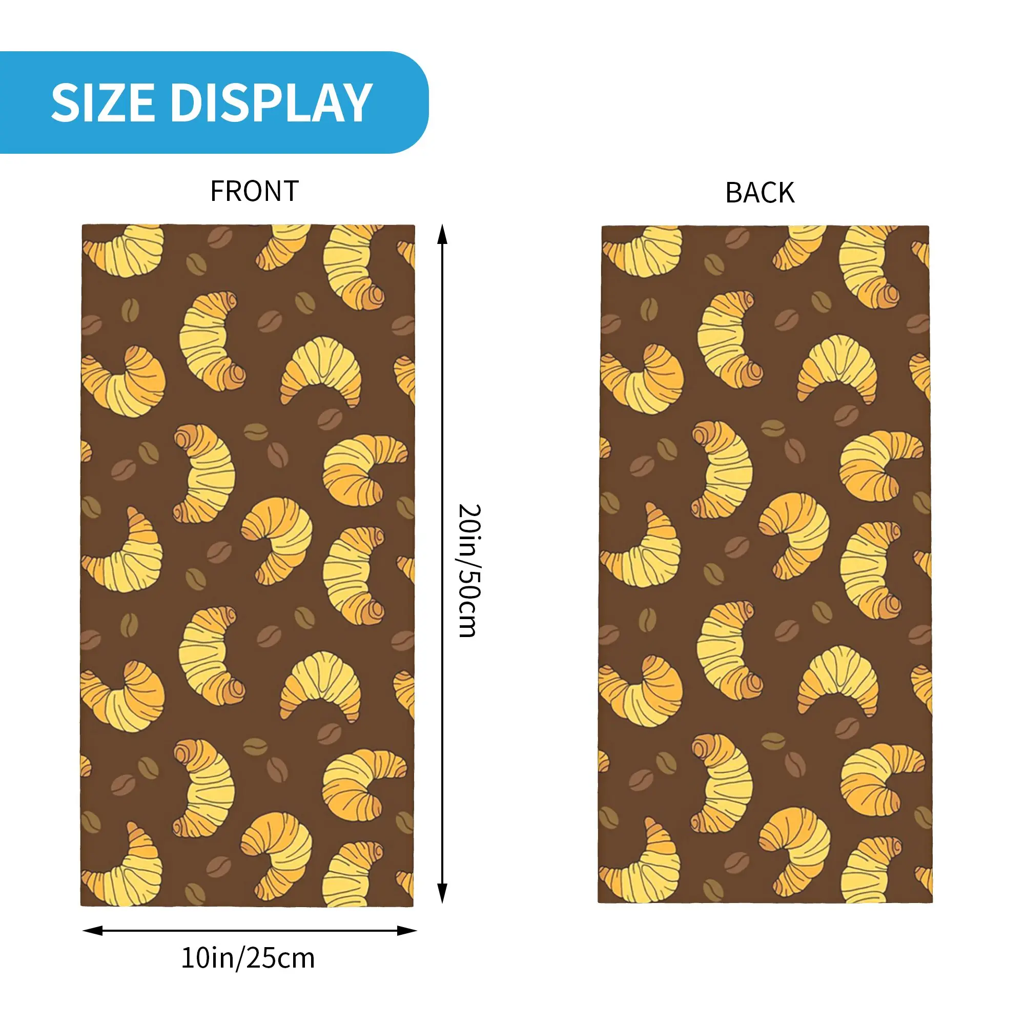 French Croissants and Coffee Beans Pattern Bandana Neck Cover Printed Magic Scarf Headband Riding for Men Women Adult Breathable