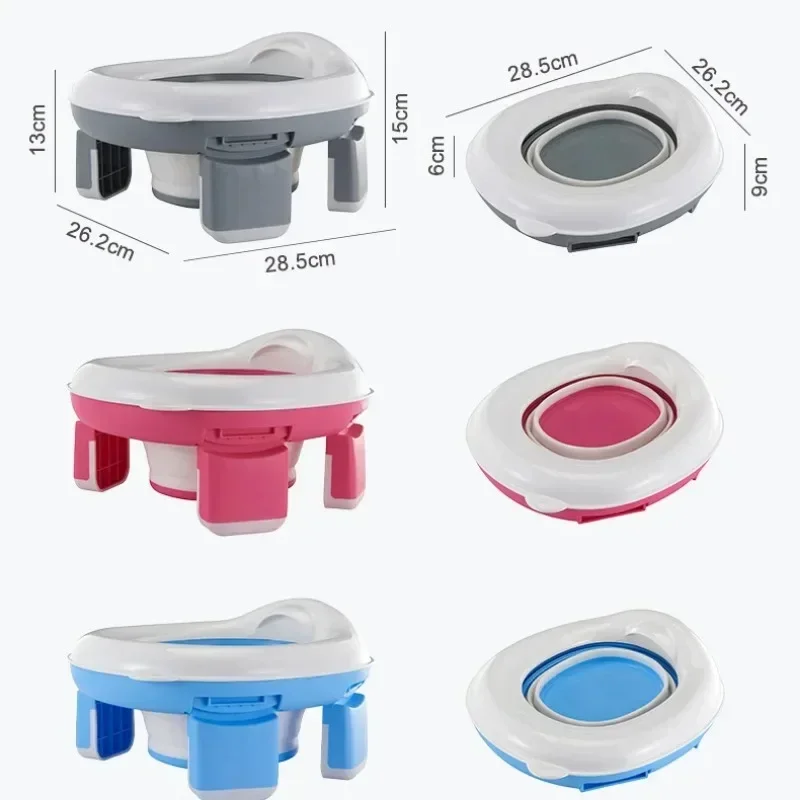 Dobrável WC de Viagem para Crianças, 3 em 1, Potty com Sacos, Baby Pot, Portátil, Silicone, Treinamento, Limpo, Novo