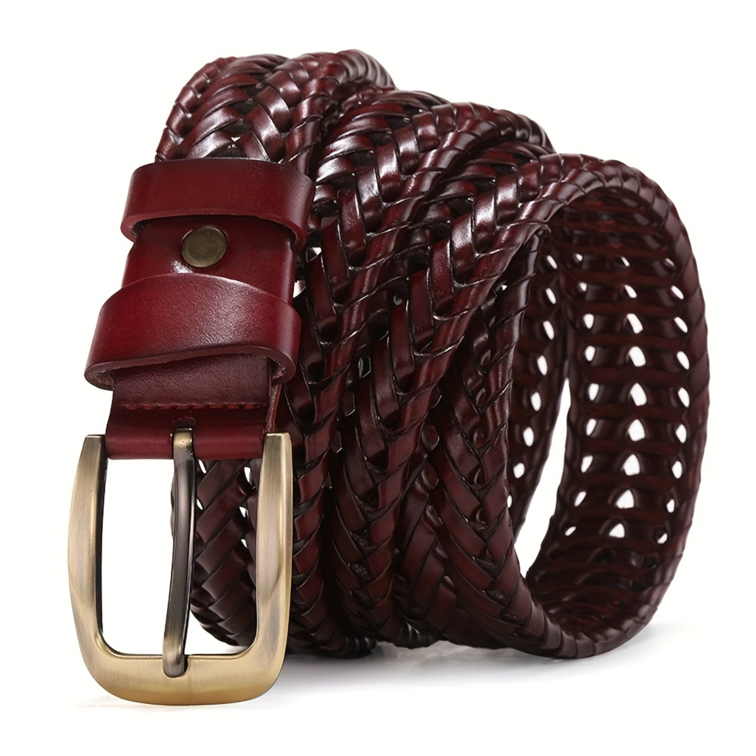 1pc Durable Mens Symmetrical Buckle Braided Belt - Fashion-Forward, Casual to Business, Classic Style - A Perfect, Stylish Gift 