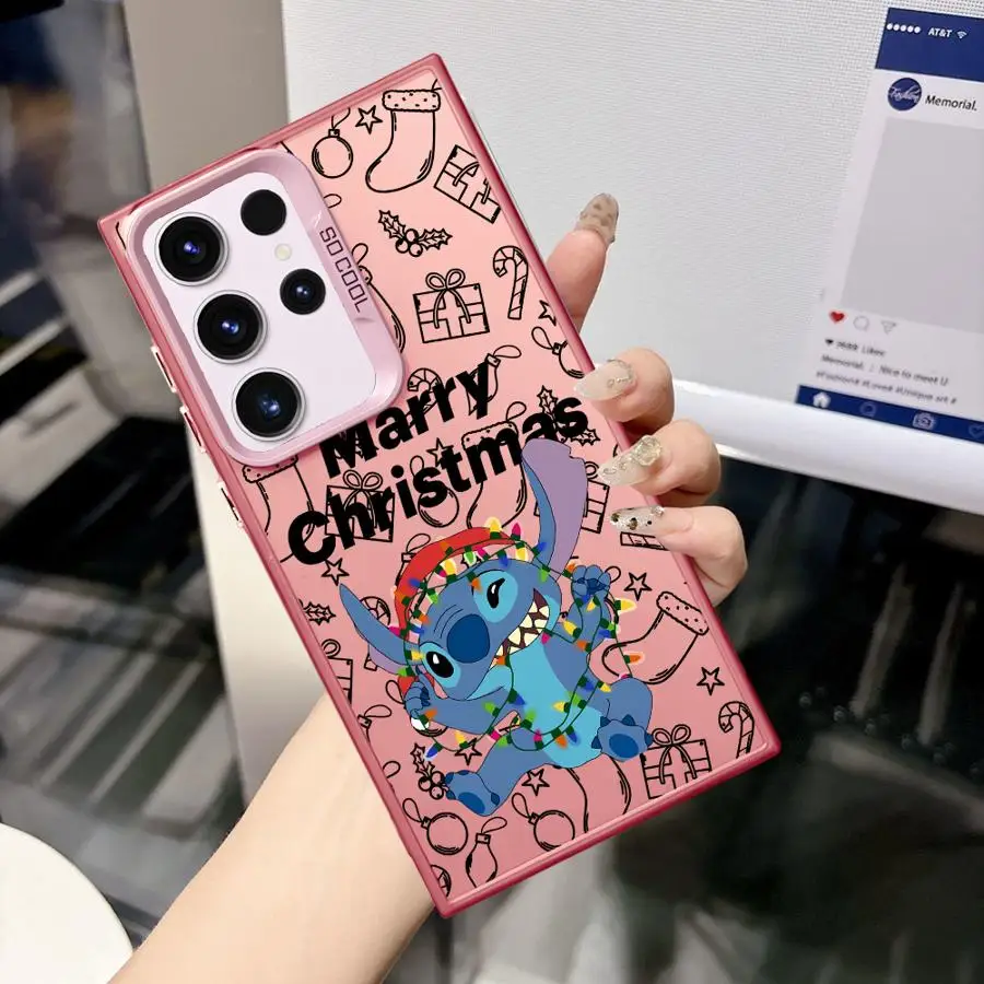 Soft Shell Case for Samsung Galaxy S25 S21 S23 S24Ultra S20 FE S22 Ultra Note 20 S25Plus S24 Stitch Christmas Cartoon