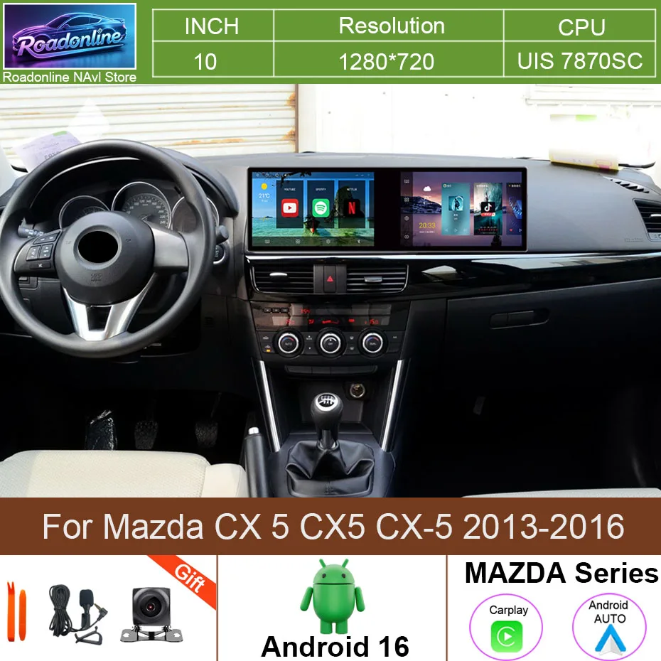 10+10-Zoll-Bildschirme Carplay Autoradio für Mazda CX-5 2013-2016 Android 16 GPS-Navigation Auto-Multimedia-Player WIFI