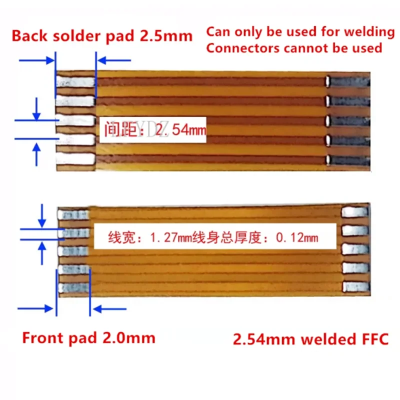 

2Pcs 2.54mm FPC FFC Welding Cable PCB Wire Connector Pitch 3P/4/5/6/7/8/9/10/12/14/16/18/20/22/24/26/28/30Pin