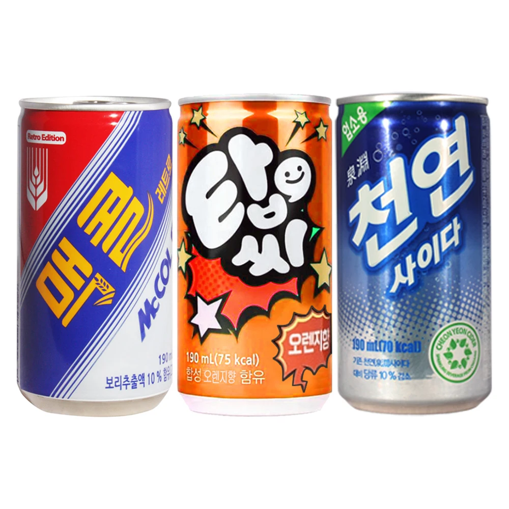 천연사이다 190ml x 30캔 + 탑씨 오렌지 190ml x 30캔 + 맥콜 190ml x 30캔 / 탄산음료