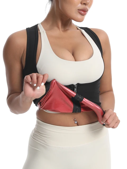 Bluza sportowa i fitness damska Sauna Shapewear ZipperStyle Fitness Bieganie Napinanie brzucha Kształtowanie talii Kamizelka sportowa