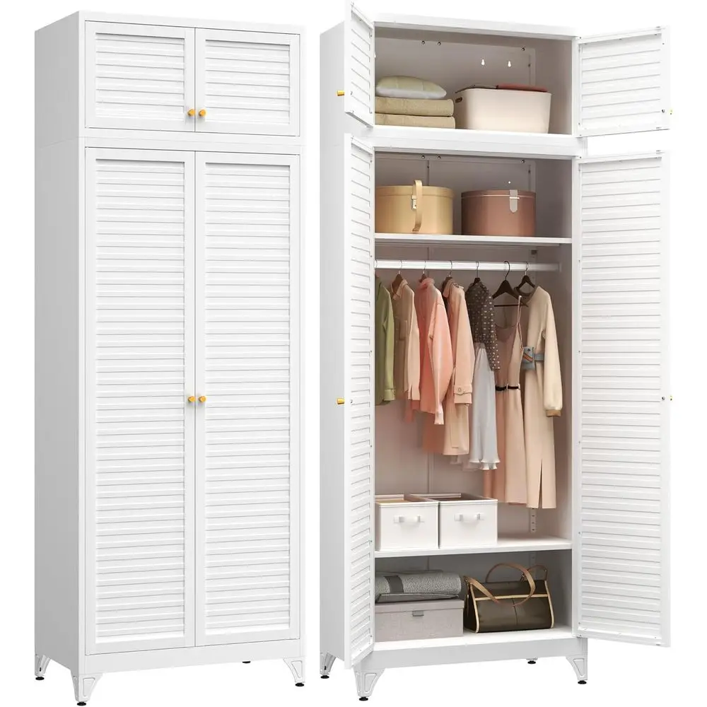 86 Tall White Wardrobe Armoire with Hanging Rod, 18 Deep x 32 Wide, Assemble Required, Ships in 2 Boxes