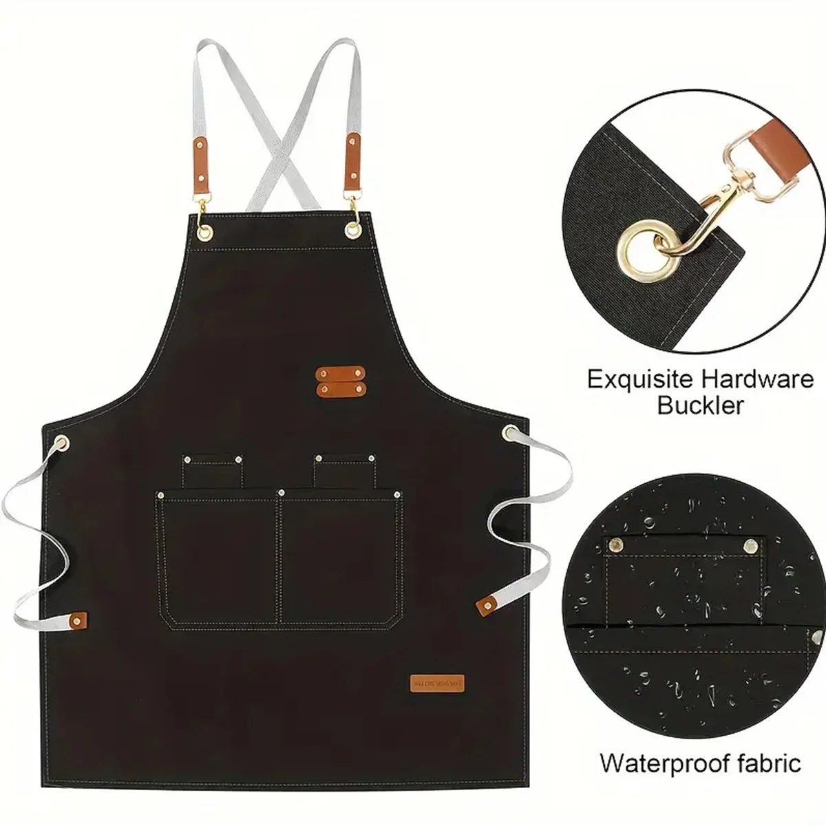 Kochschürze für Hotel, Küche, Restaurant, Kellner; Damen-Arbeitsschürze für Restaurant, Café, Bäckerei, Nagelstudio, Uniform – Detail 1