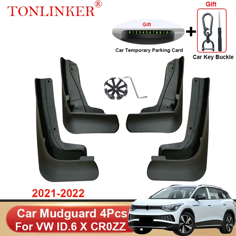 

TONLINKER Car Mudguard For Volkswagen VW ID.6 X ID6 CROZZ 2021 2022- Mudguards Splash Guards Fender Mudflaps 4Pcs Accessories