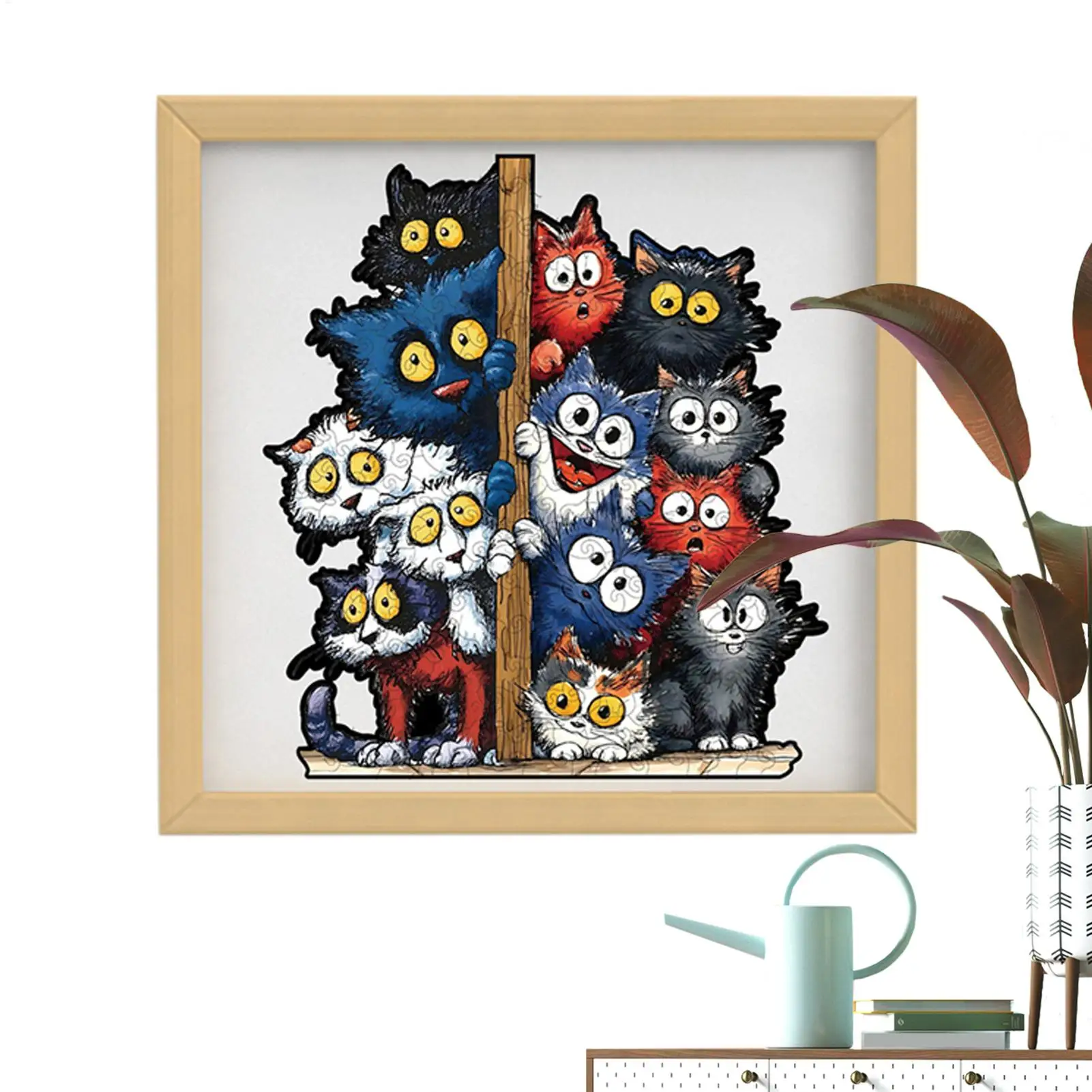 

Деревянная головоломка с изображением кота, 3D нерегулярная реалистичная игрушка, деревянные головоломки с изображением кота для влюбленных, взрослых, детей, настенная полка, домашняя семья, друзья