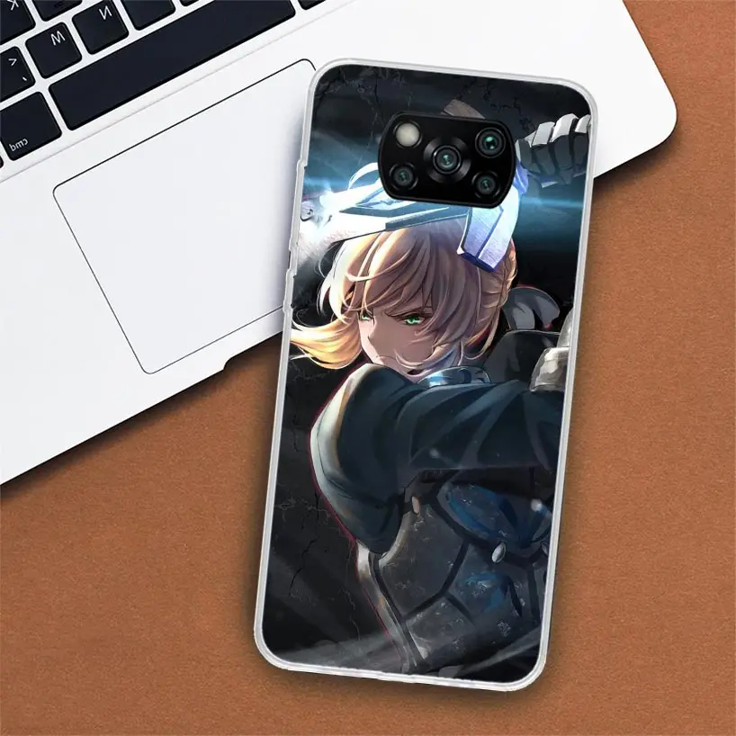 Fate Zero Stay Night Saber Phone Case For Xiaomi Poco X6 X5 X4 X3 Nfc F6 F5 Pro F4 Gt F3 F2 F1 M5S M4 M3 5G Fundas Soft Shell Fo