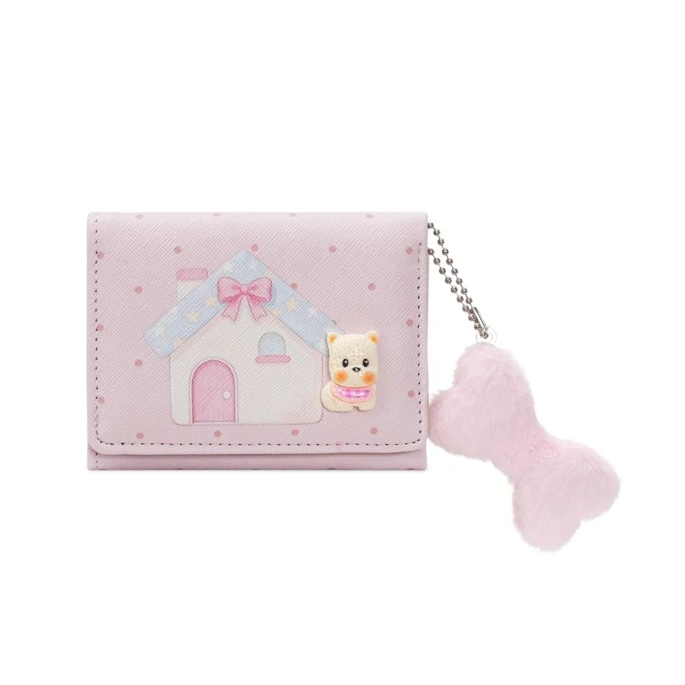Mini Handbag Large Capacity Three-Fold Wallet Multi-Slot Compact Women Short Purse Textured Cute Cartoon Wallet Students
