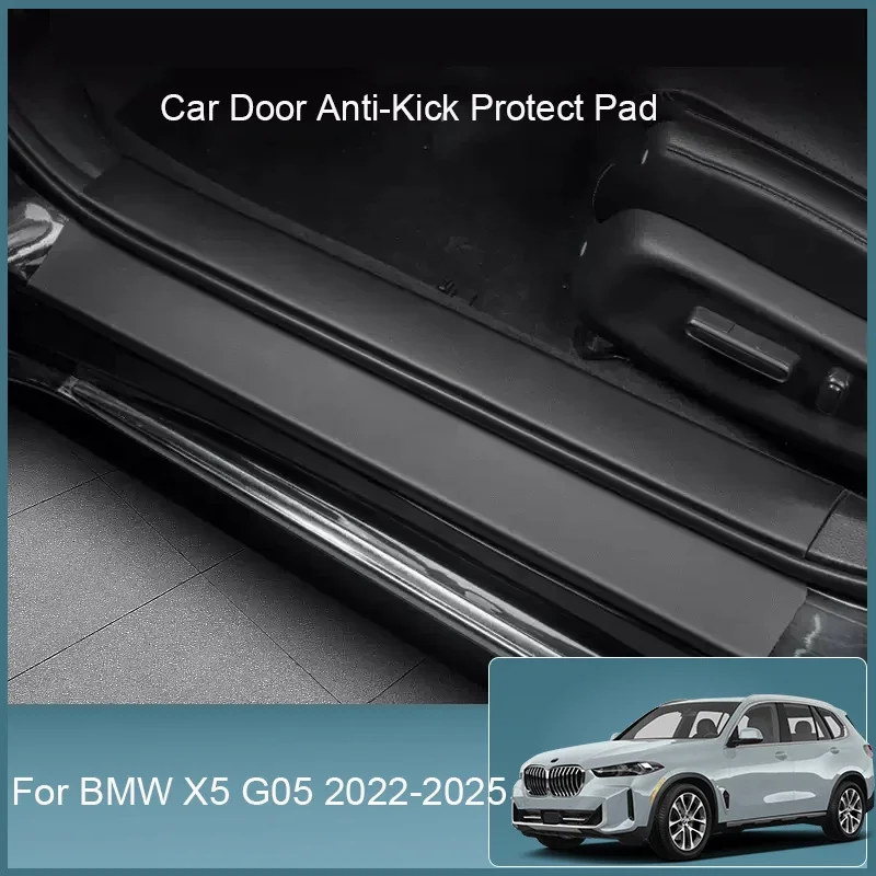 

For BMW X5 G05 2022-2025 Car Door Threshold Sill Strip Interior Exterior Trunk Anti-kick Protect Pad PU Leather Auto Accessory