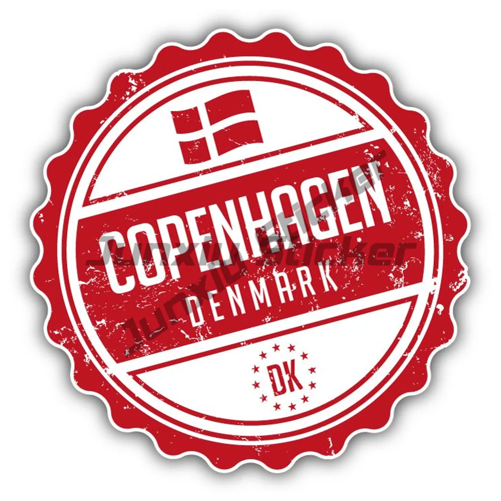 

Copenhagen City Sticker Denmark Flag Travel Car Bumper Cover Scratches Decoration Decal Bodywork Windshield Guitar Suv Motorcycl