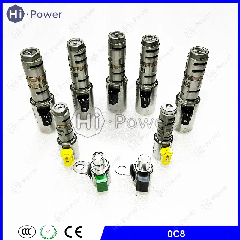 9PCS TR80-SD 0C8 Transmission Solenoid valve 0C8325039 for 2010-2015 11 12 13 14 AUDI Q7 TDI - for 2007-UP VW TR80SD Gearbox