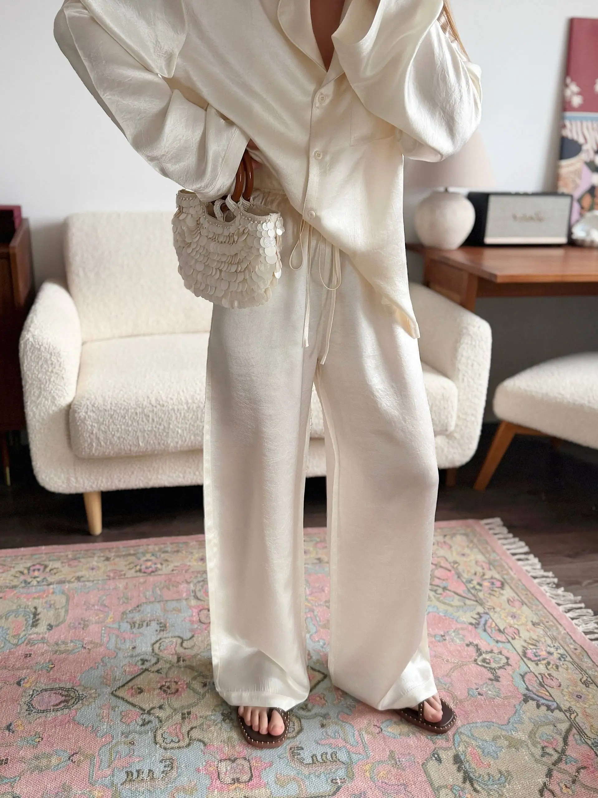Women's Summer Cool Set - Apricot Acetate Outfit
