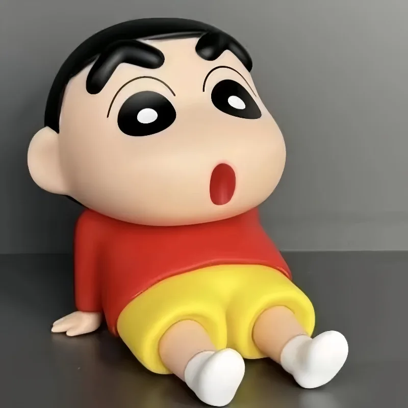 Crayon Shin-Chan Figures Phone Holder Kawaii Anime Desktop Ornaments Cartoon Watching TV Phone Support Cute Doll Decorations