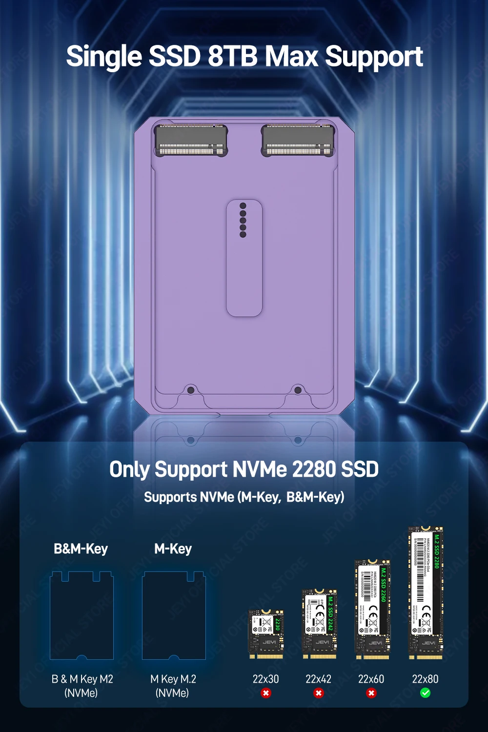JEYI 4-Bay M.2 NVMe SSD-Gehäuse, kompatibel mit Thunderbolt 4/3 und USB4 40 Gbit/s, RAID 0/1/5/10-Unterstützung, ultraschnelle Dockingstation – Detail 9