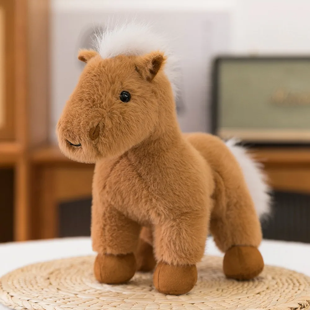 

Simulation Standing Foal Plush Doll Stuffed Tail Fluffy Tail Horse Plush Toys Cute with Mane Cartoon Horse Stuffed Toy