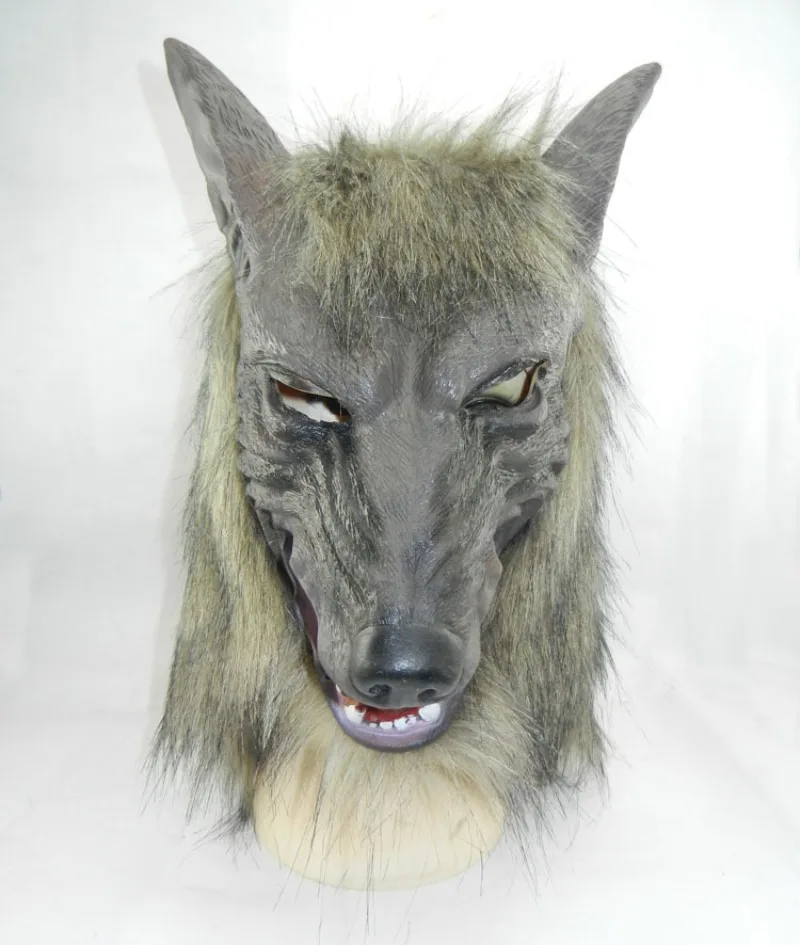 Scary Grijze Wolf Hoofd Maskers Realistische Halloween Volwassen Latex Masker Dier Weerwolf Cosplay Props Party Fancy Dress