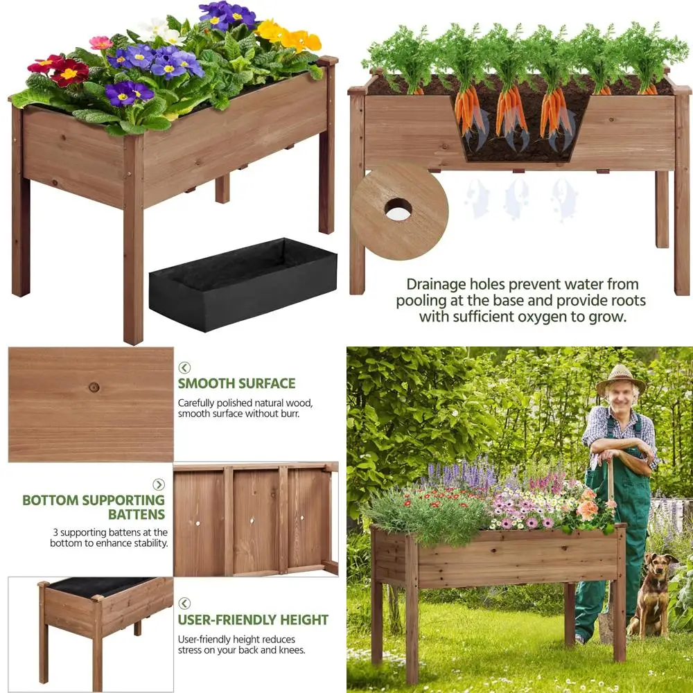 

Raised Garden Bed 48x24x30in Wooden Elevated Planter Box with Legs for Gardening and Horticulture Standing Growing Bed