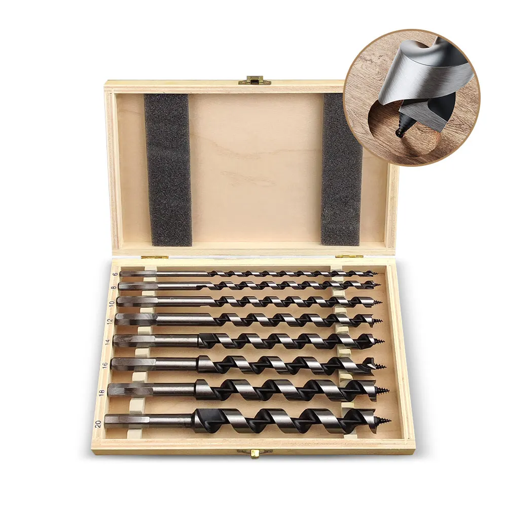 8Pcs 230MM 6/8/10/12/14/16/18/20mm Auger Drill Bit Set for Wood Hex Shank Length Deep Woodworking Drill Bit