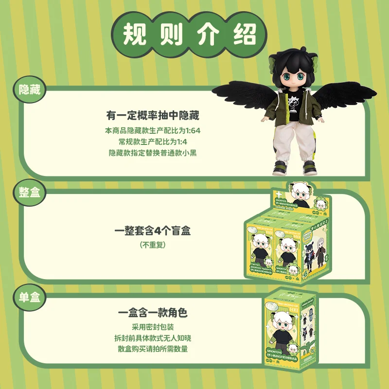 シモントイズ 羅小黑伝説 2 1/12 BJDシリーズ ブラインドボックス 可愛い可動関節 コレクション デスクトップオーナメント ファッションギフト