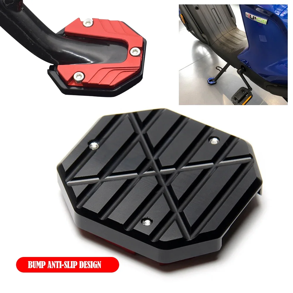 CNC Liga De Alumínio Motocicleta Bicicleta Kickstand Extender, Pé Side Stand Extension Pad, Placa de Suporte, Base Ampliada Anti-Skid