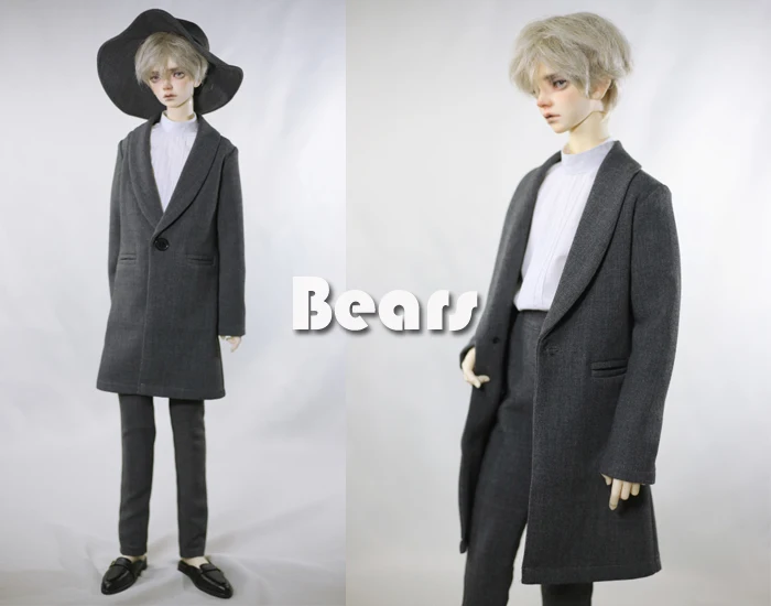 

BJD Doll Clothes Grey Green Collar Coat Suit Set Tops Pants Detachable Sale For 1/3 1/4 BJD SD DD MSD MDD SD17 Uncle SSDF ID75