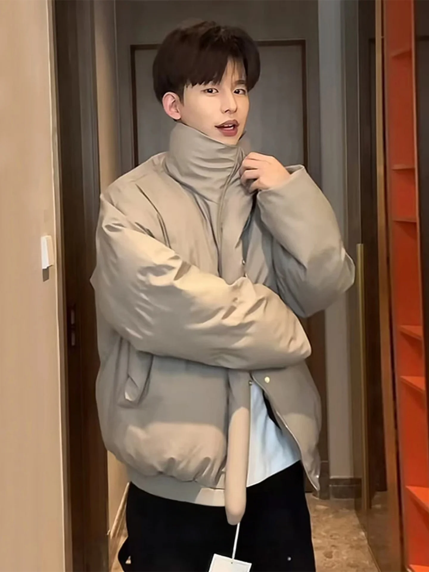 

Утепленная куртка из искусственной кожи и хлопка в стиле ретро для мужчин и женщин, модные парные пальто на осень-зиму