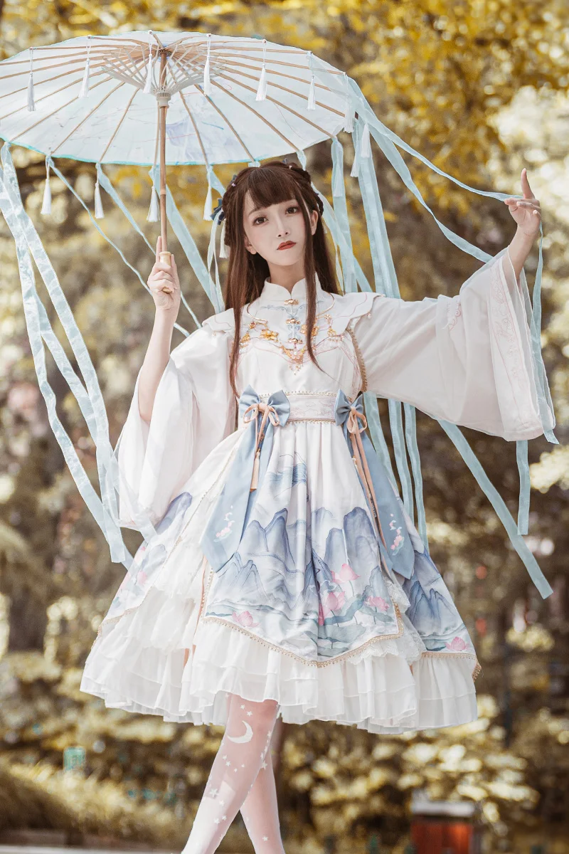 Original lolita Linghidden op long-sleeved Chinese style Han elements Lolita dress