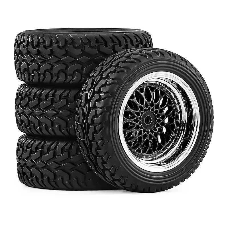 4 Stück 1/10 RC On-Road-Räder und -Reifen mit 12mm Sechskantnabe, passend für Tamiya TT01 TT02 Kyosho Sakura D3 Traxxas 4Tec 2.0 RC Racing Drift Car