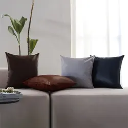 Funda Cojines De 45x45 PU Leather Decorative Cushion Cover Nordic Style Home Decor Living Room Sofa Throw Pillow Cover Simple