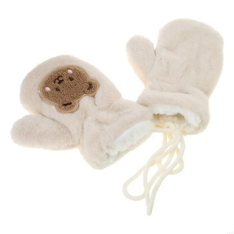 قفازات الشتاء الكرتونية للأطفال مع سلسلة سميكة من القطيفة الدافئة كاملة الأصابع P31B