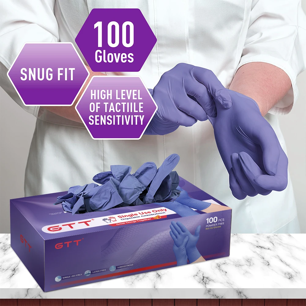 

100pcs Disposable Nitrile Gloves Large Size Thick Durable Home Use Latex Free Suitable For Lab Tattoo Kitchen And Food Contact