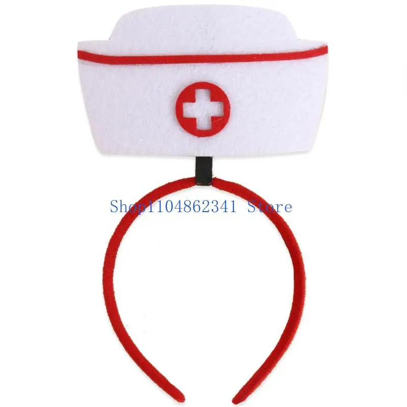5ASD Halloween Infermiera Accessori per costumi Nurse Cappello Capsella Nurse Caspi bicchiere da infermiere per festa del