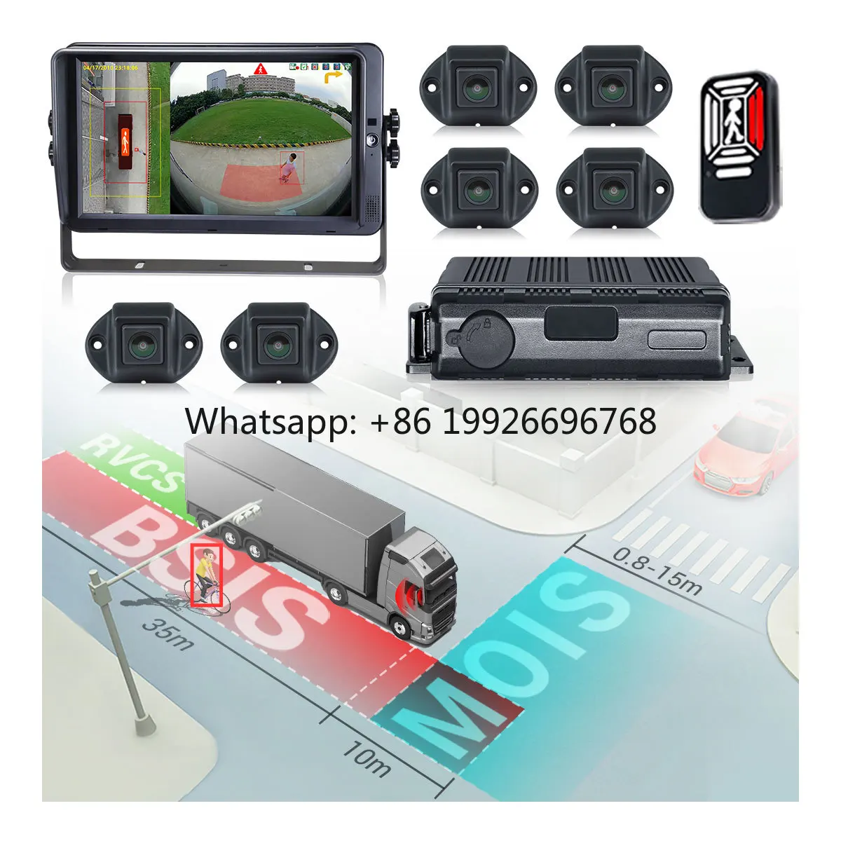 

IP69K Waterproof 360 Birds Eye Backup Camera with Bsd for Truck Bus Compliant with UN ECE R151+R159, R158