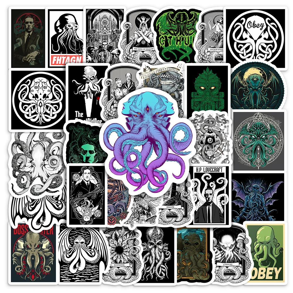 Horror Cthulhu Stickers Classic Mythos DIY for Laptop Skateboard Luggage Water Cup Bike Motorcycle Fridge Phone Waterproof PVC