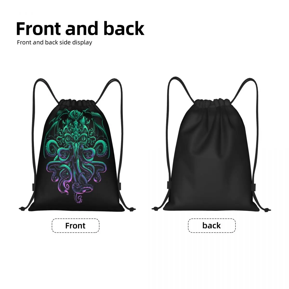 Custom Cool H.P. Lovecraft Cthulhu Drawstring Bags Men Women Lightweight The Old God of R'lyeh Sports Gym Storage Backpack