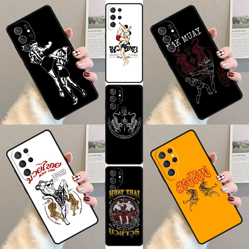 Muay Thai Fight Boxing Phone Case For Samsung Galaxy S23 S21 S20 FE S24 S22 Ultra Note20 S10 S9 S8 Plus Silicone Cover