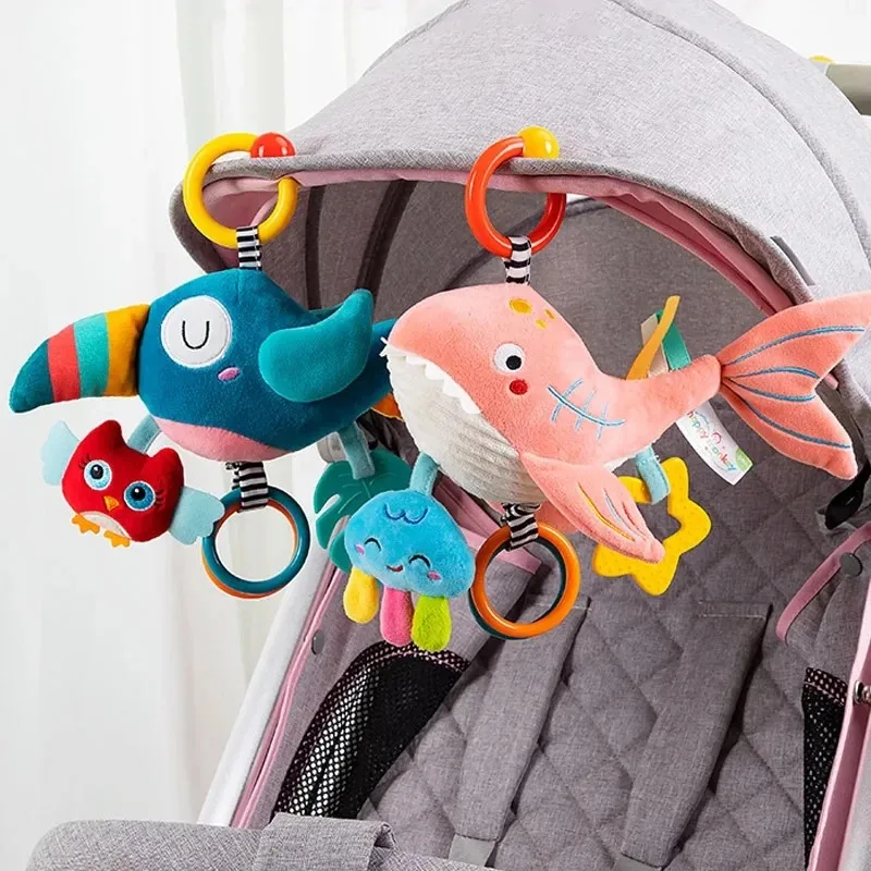 Soft Infant Crib Bed Stroller Mobile Hanging Rattle Baby Educational Toys Brain Developmental Hand Grip Cute Stuffed Animal Toys