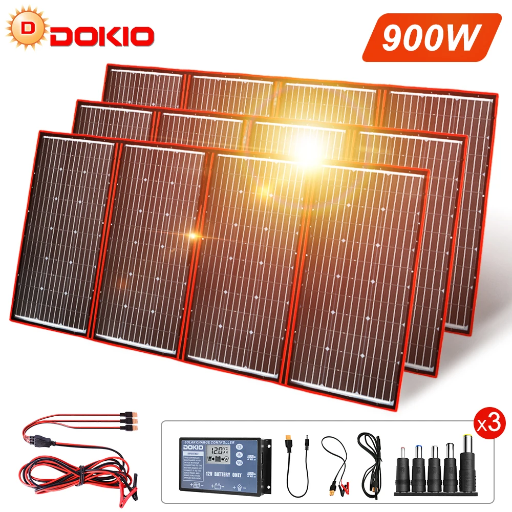 Dokio 900W/600W/480W 12V przenośny składany Panel słoneczny chiny monokrystaliczny na kemping/łódź/rower/podróże/dom/samochód FFSP-220M/320M