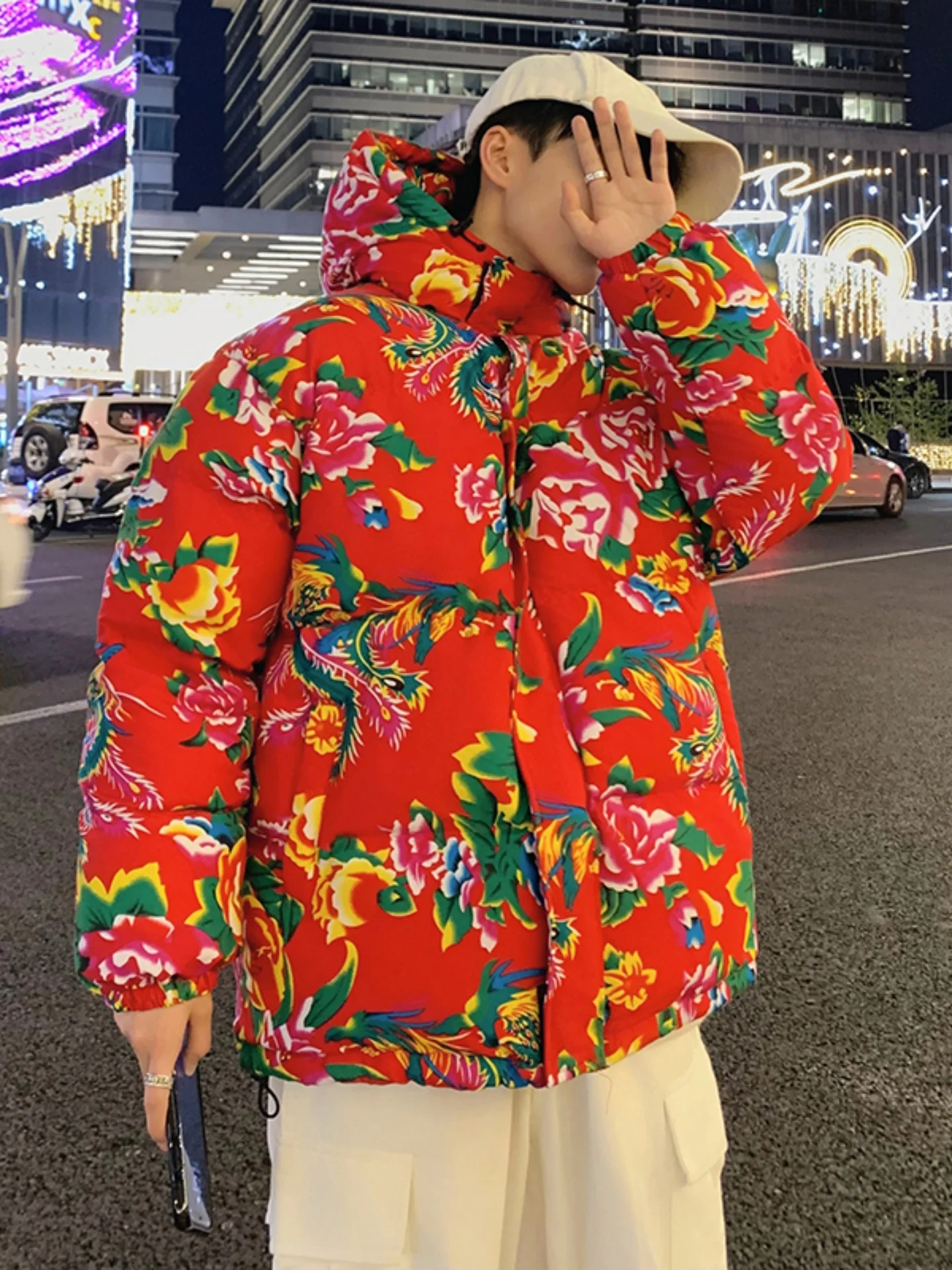 

Мужская зимняя утепленная куртка-пуховик North East Big Flower из хлопка с капюшоном, теплая хлопковая куртка для мальчиков