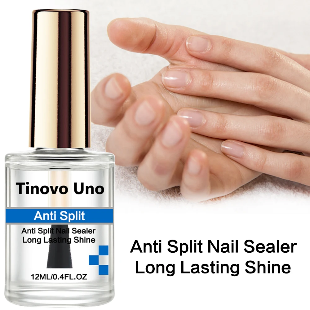 Tinovo Uno Anti Slipt Nail Sealer Normal Nail Polish Top Coat Bright Oil Shine Finish 12ML Clear Lacquer Repair Brittle Nails