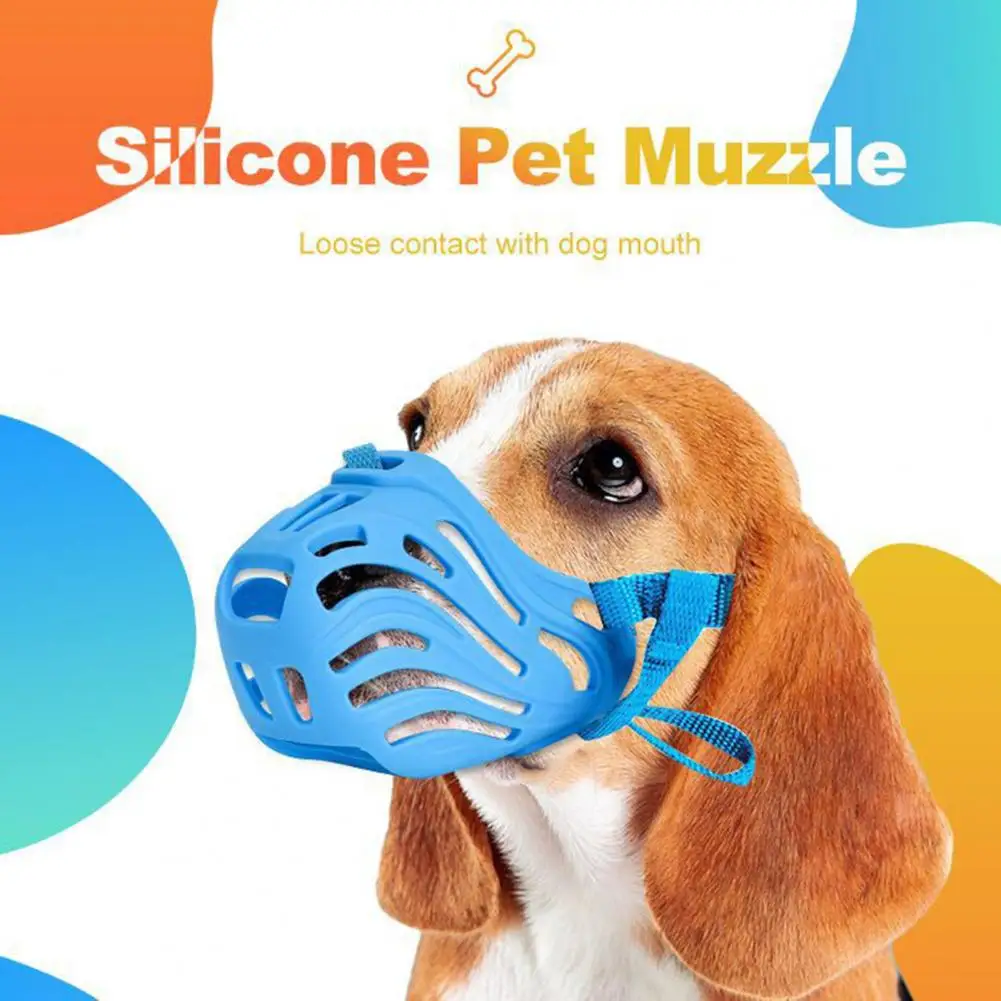 Silicone Dog Muzzle with Adjustable Strap Prevent Bite Pet Muzzle Anti-Barking Dog Basket Cage Muzzle for Medium Large Dogs