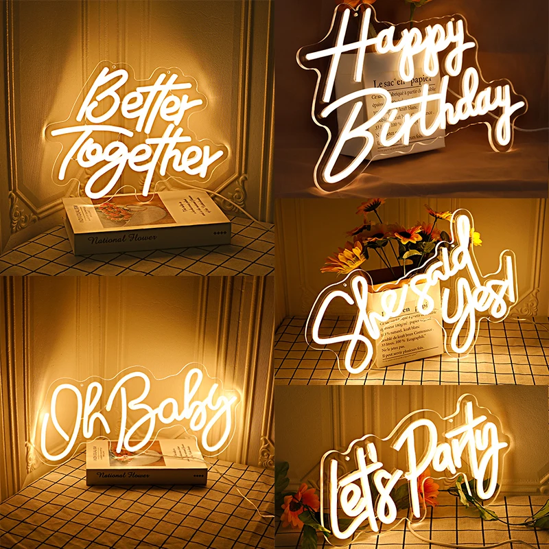 

LED Better Toghther Neon Sign LED Light For Wedding Party Room Birthday Bar Neon Sign Light Wall Decor Letter Night Lights