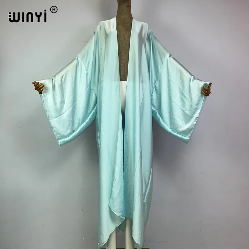 WINYI kimono boho monocolour kaftans odzież plażowa elegancka stroje plażowe wakacyjna купальник dla kobiet zakrywają wygodna sukienka