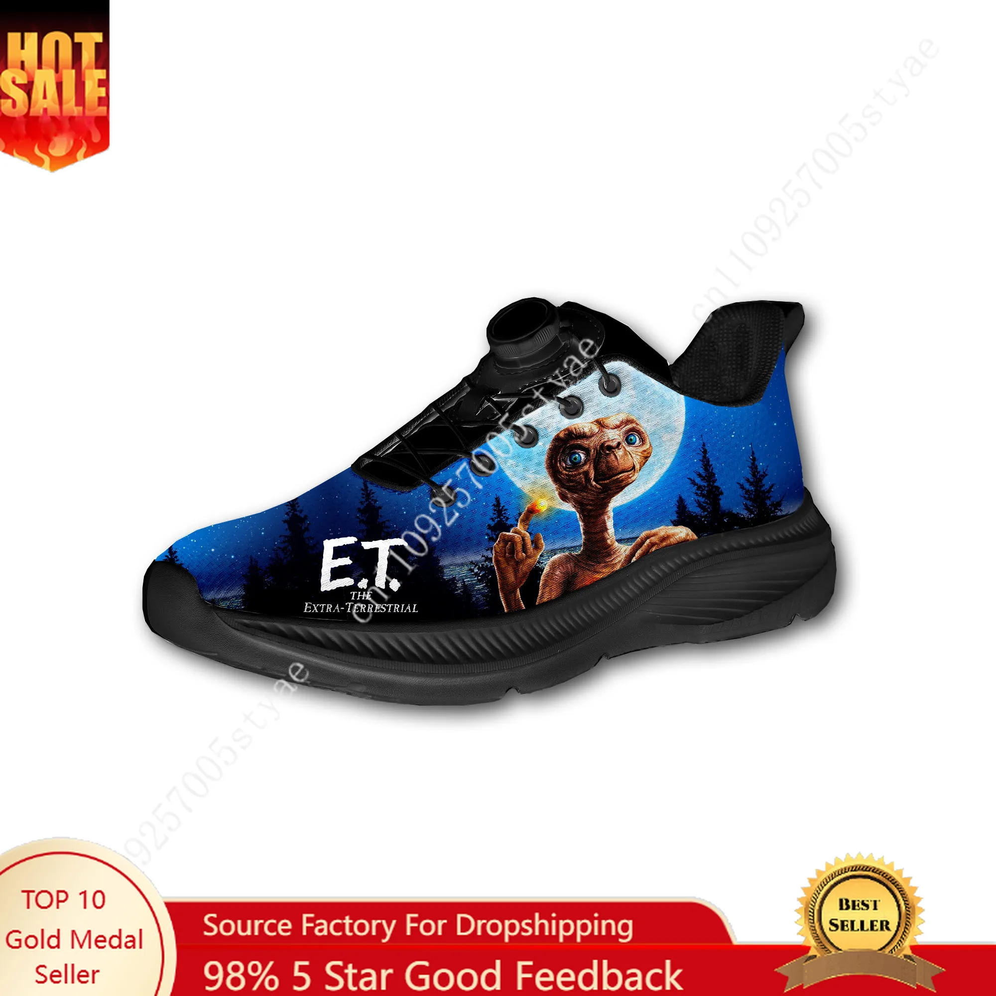 

E.T. Custom Walking Shoes The Extra-Terrestrial Men Woman Rotating Button Without Laces Shoe Design Sneakers Unisex