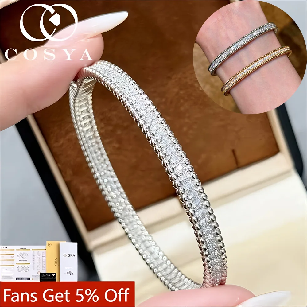 

COSYA GRA сертифицированные полные муассанитовые браслеты S925, серебро 18 карат, сверкающий лабораторный браслет с бриллиантами, роскошные ювелирные изделия, подарки для женщин